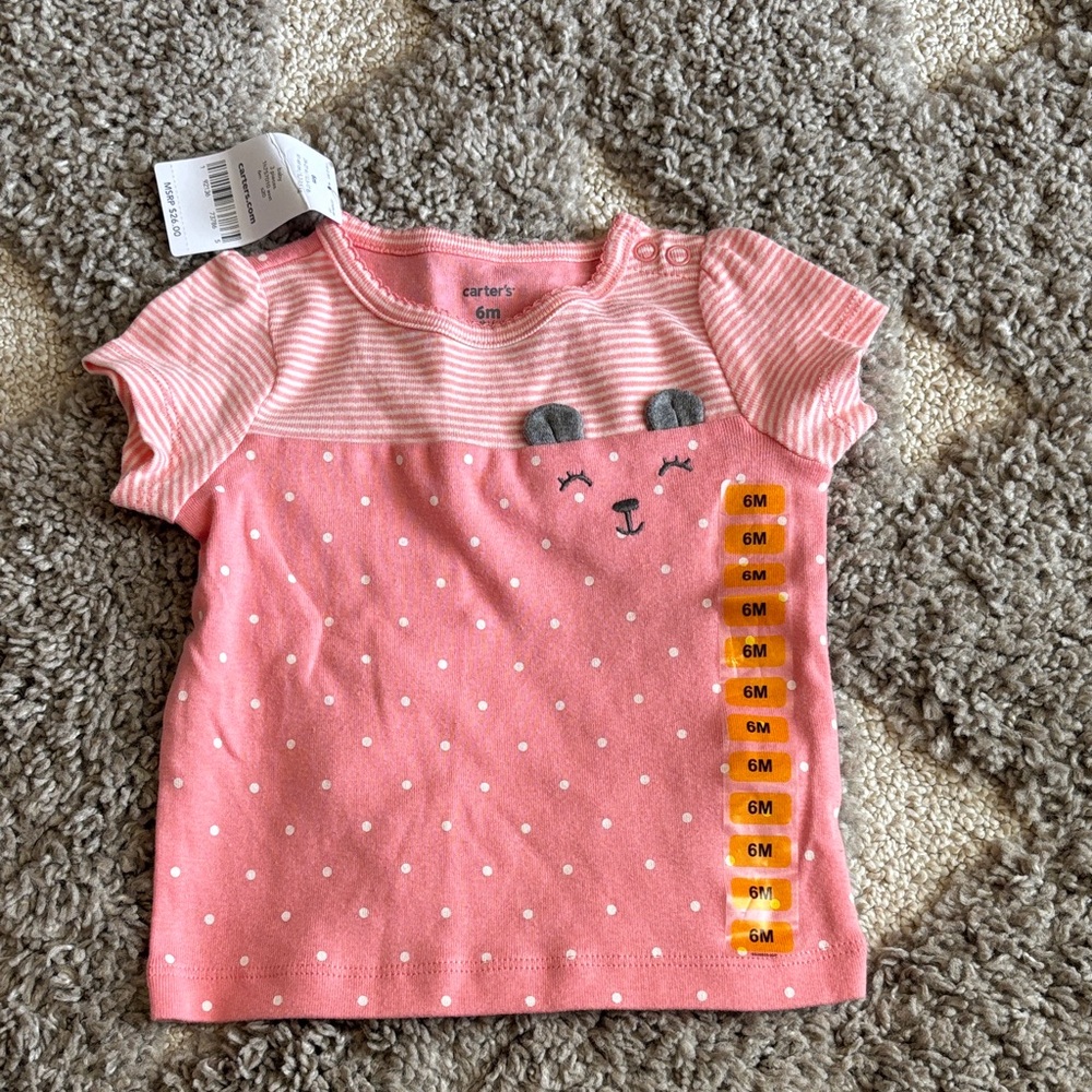 Carter's Pink Striped and Polka Dot Tee
